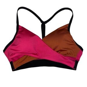 Pink Sport Cross Over Pink and Burnt Orange Athletic Sport Bra Size XS